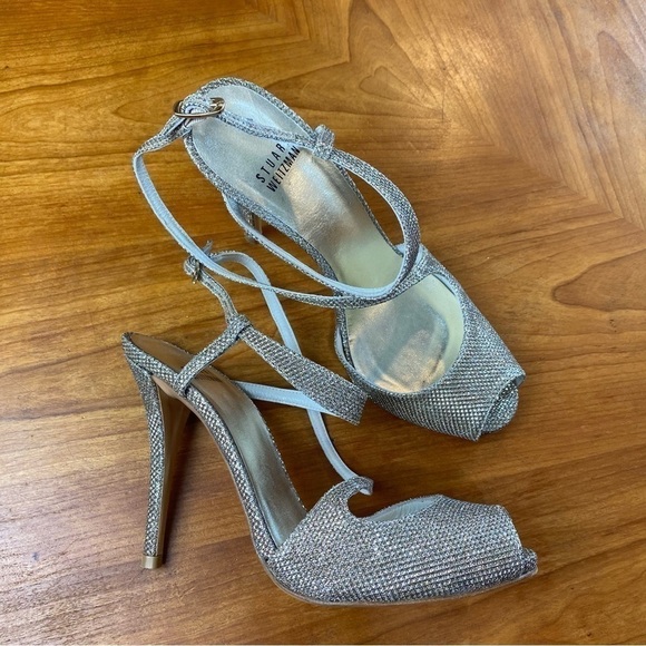 Stuart Weitzman Glitter Accent Slingback Heels - Picture 3 of 13